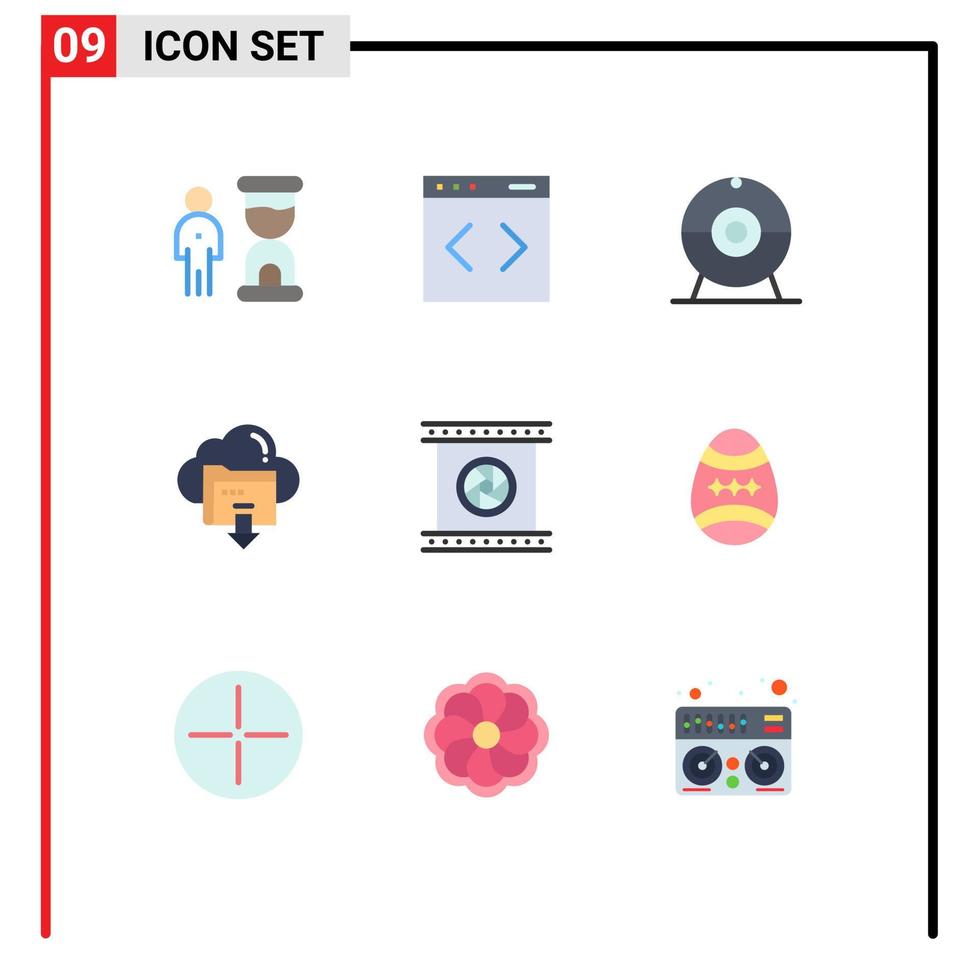 Stock Vector Icon Pack of 9 Line Signs and Symbols for camera lenses cloud website down download Editable Vector Design Elements