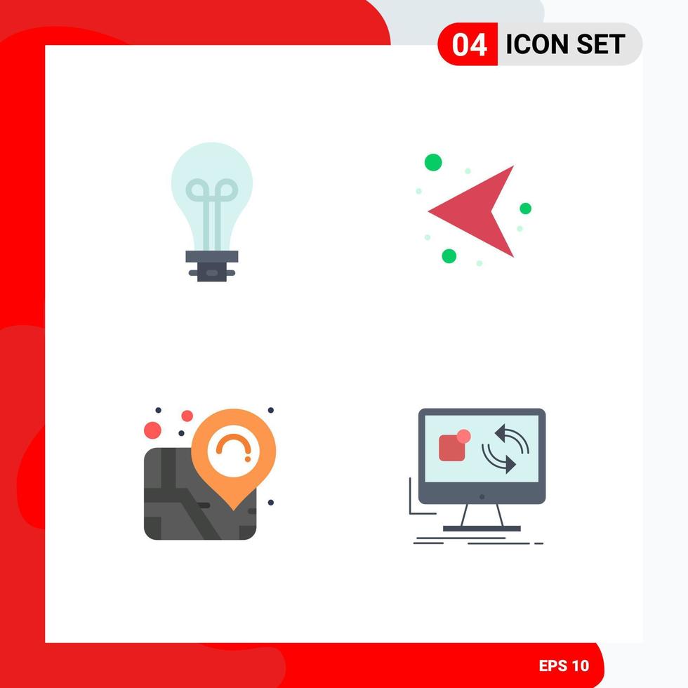 4 Creative Icons Modern Signs and Symbols of bulb map light network update Editable Vector Design Elements