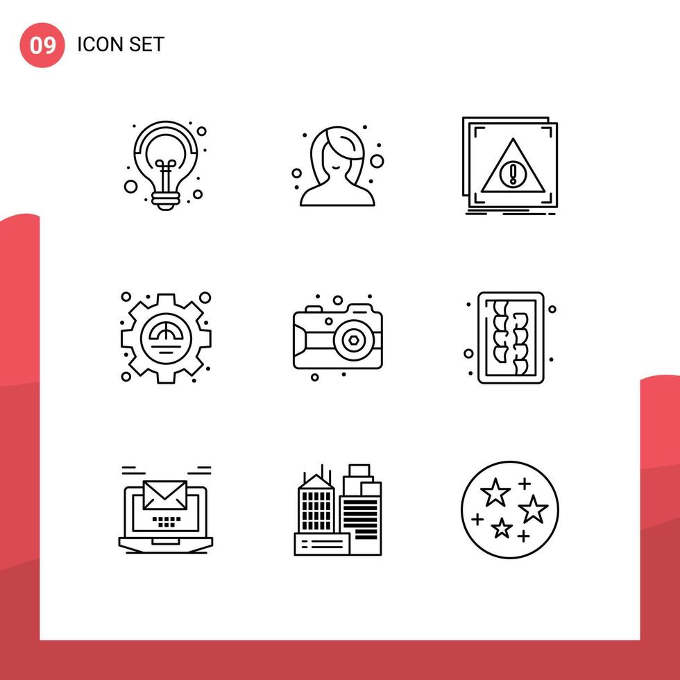 Pictogram Set of 9 Simple Outlines of art performance error excellency alert Editable Vector Design Elements