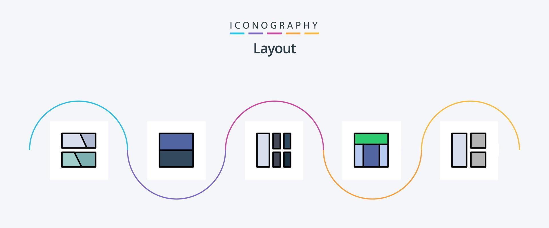 Layout Line Filled Flat 5 Icon Pack Including image. collage. image. website. webpage vector