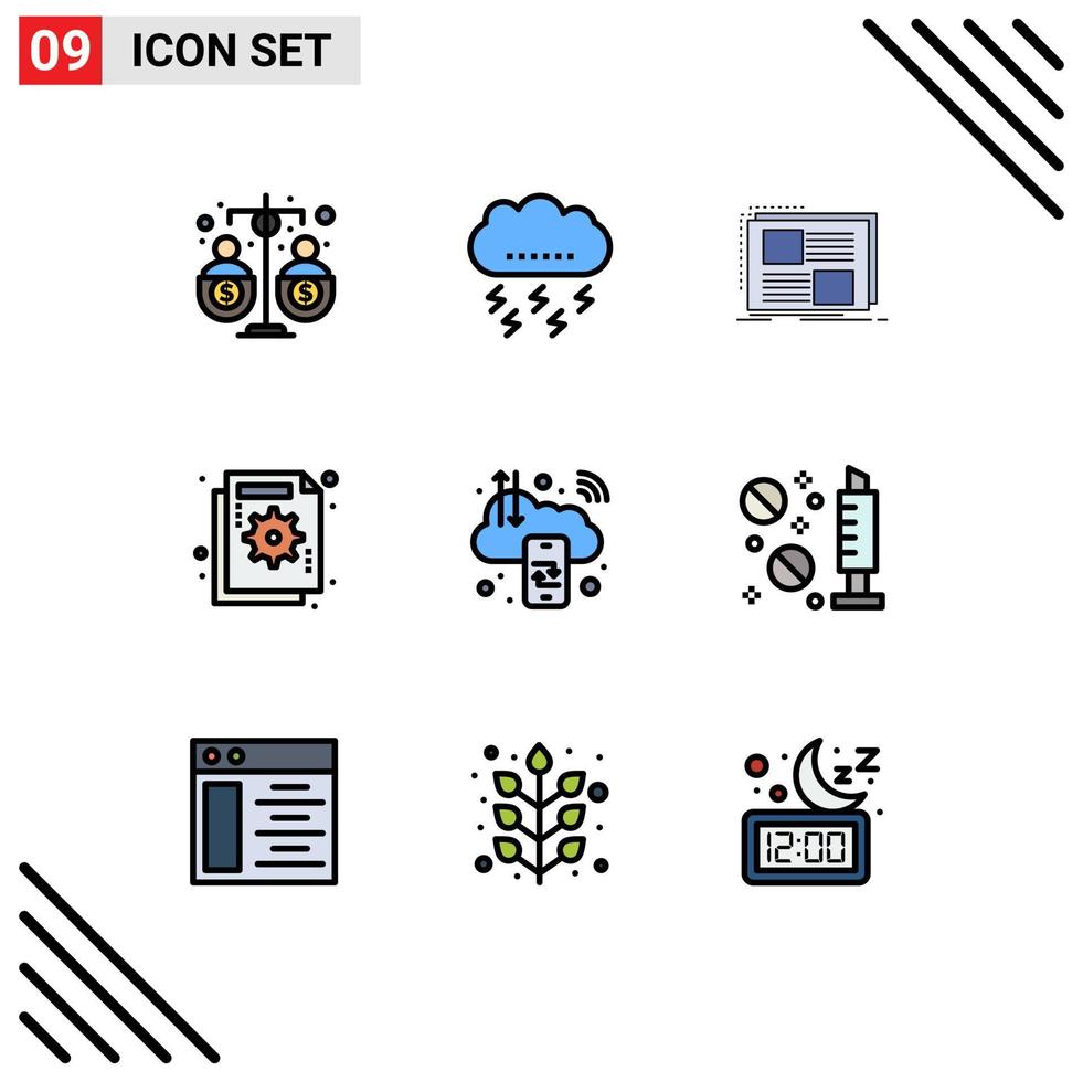 Modern Set of 9 Filledline Flat Colors Pictograph of chart analysis thanksgiving text frame Editable Vector Design Elements