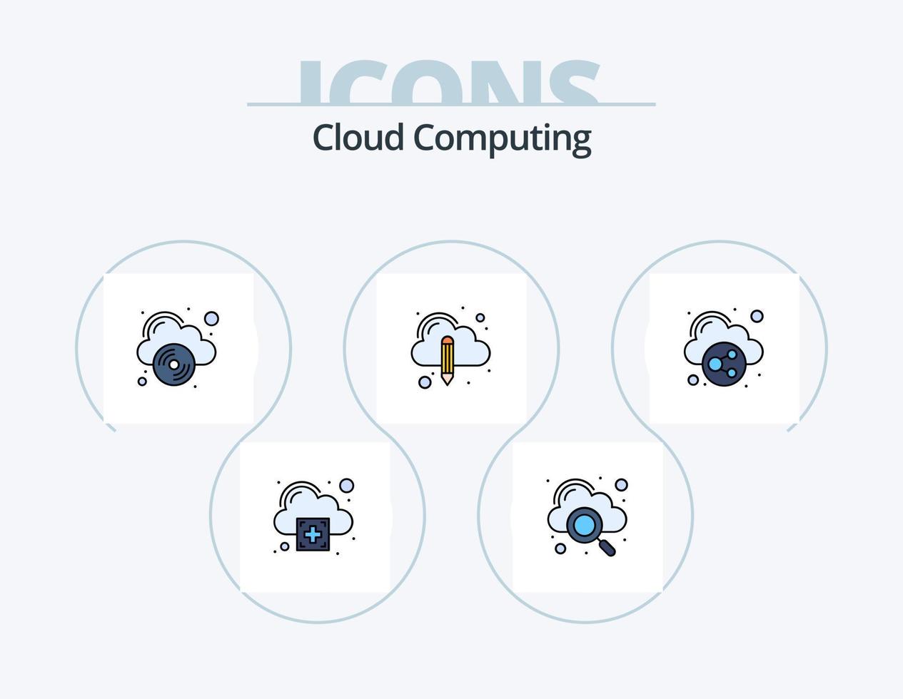 paquete de iconos llenos de línea de computación en la nube 5 diseño de iconos. tecnología. nube. dinero. negocio vector