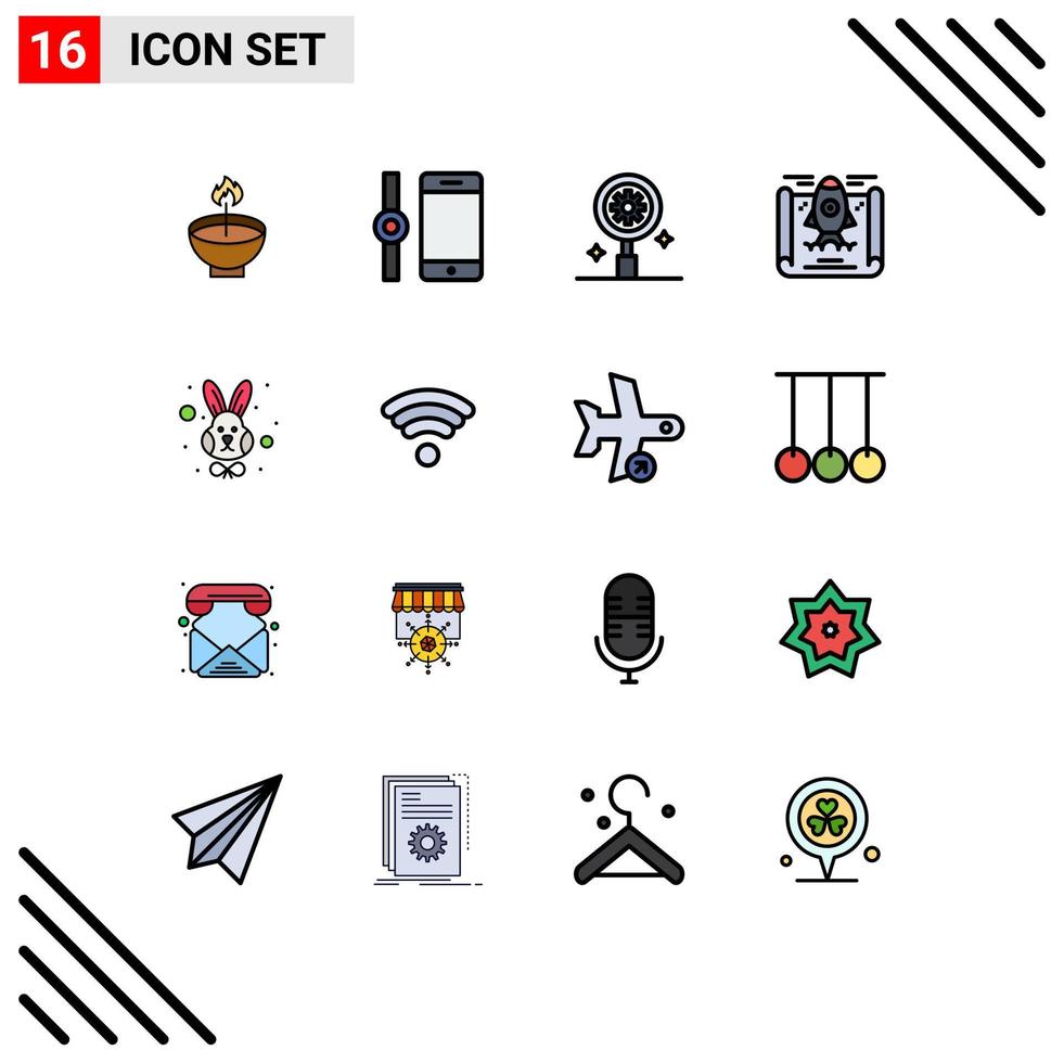 16 User Interface Flat Color Filled Line Pack of modern Signs and Symbols of animal business smart watch achievement gear Editable Creative Vector Design Elements
