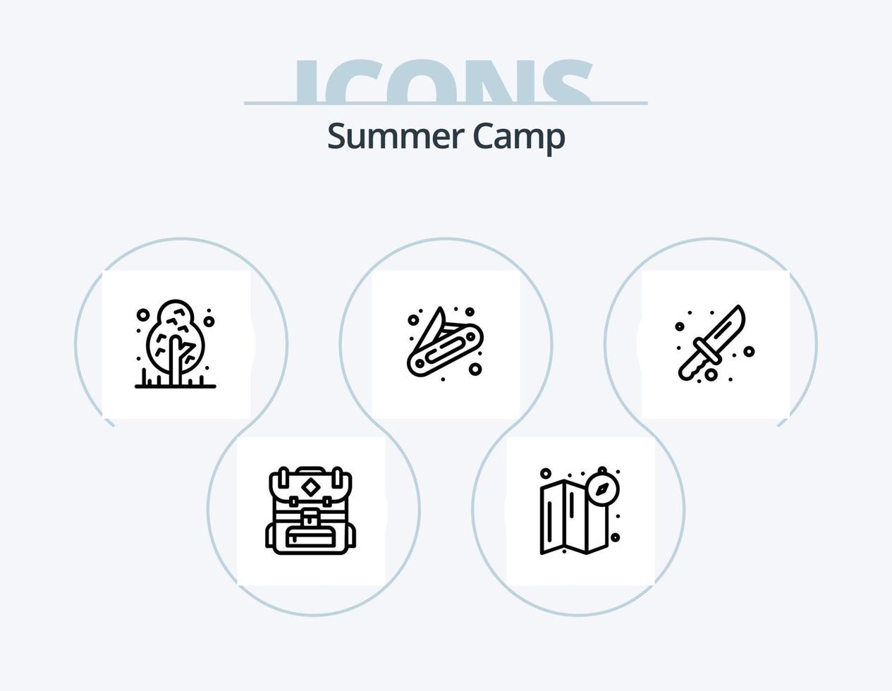 paquete de iconos de línea de campamento de verano 5 diseño de iconos. . juego. mapa. cámping. madera vector