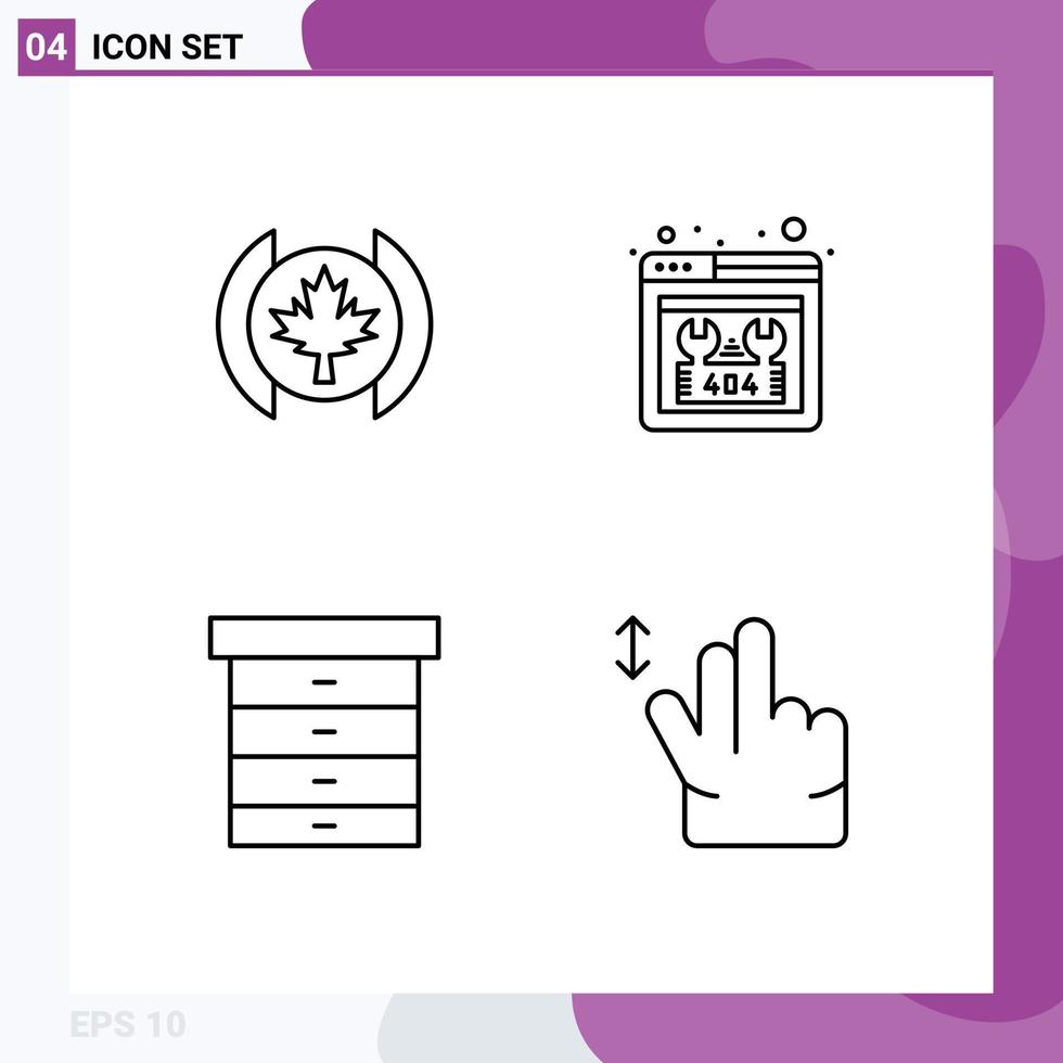 Mobile Interface Line Set of 4 Pictograms of flag furniture error repair hand Editable Vector Design Elements
