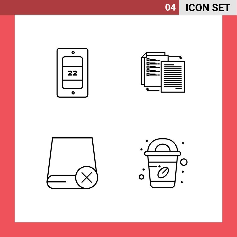 Pictogram Set of 4 Simple Filledline Flat Colors of mobile devices file wlan gadget Editable Vector Design Elements