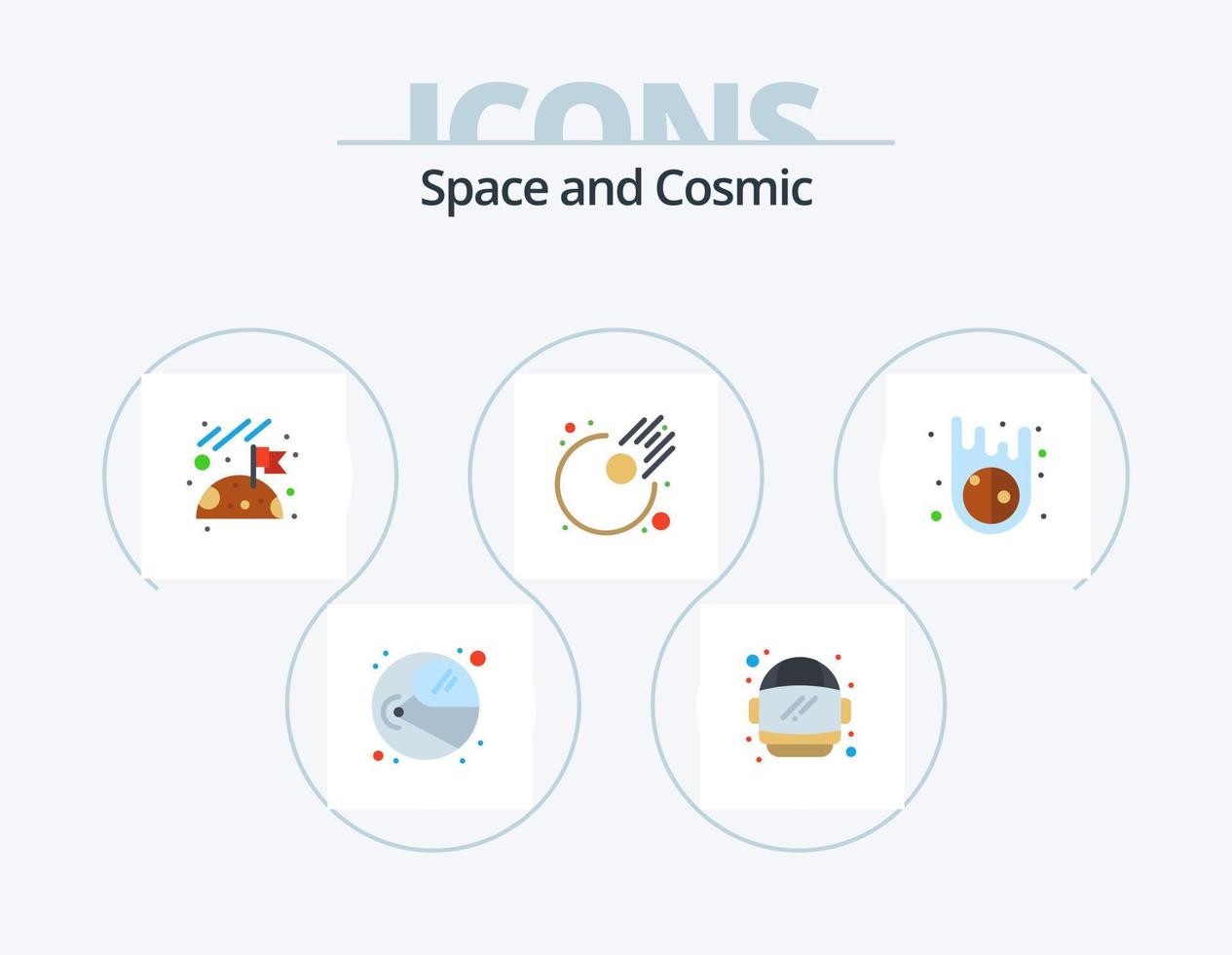 Space Flat Icon Pack 5 Icon Design. . meteor. moon. asteroid. meteor vector