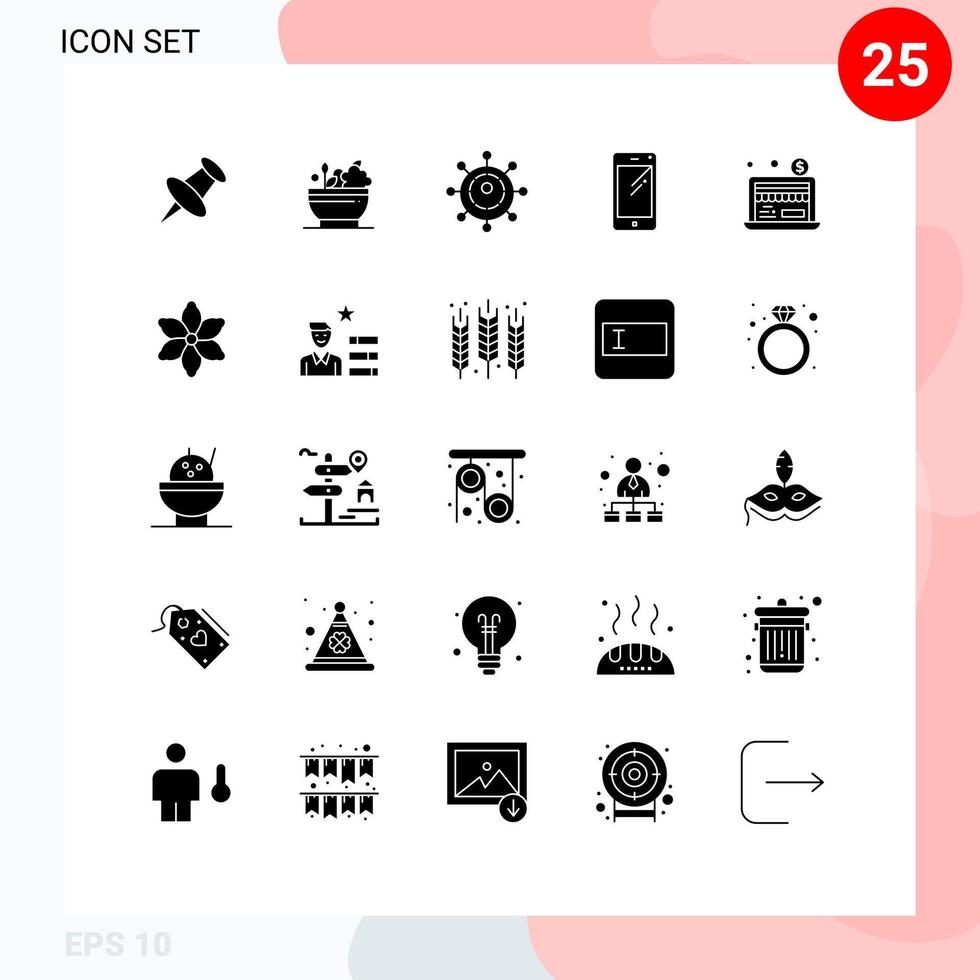 paquete de iconos de vector de stock de 25 signos y símbolos de línea para elementos de diseño de vector editable móvil de samsung de red de economía de negocios de dólar