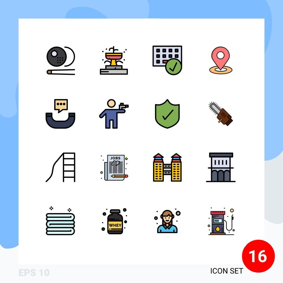 16 User Interface Flat Color Filled Line Pack of modern Signs and Symbols of message pin computers map hardware Editable Creative Vector Design Elements