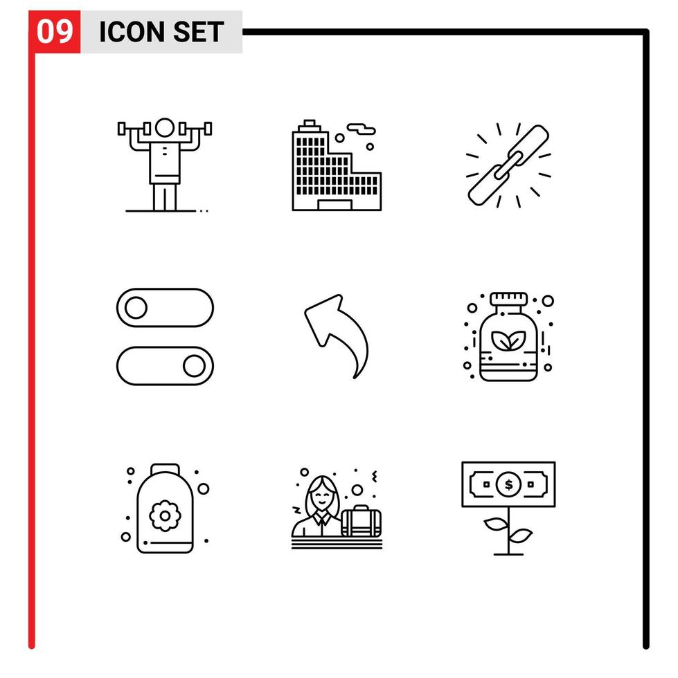 Group of 9 Outlines Signs and Symbols for left toggle link switch web Editable Vector Design Elements