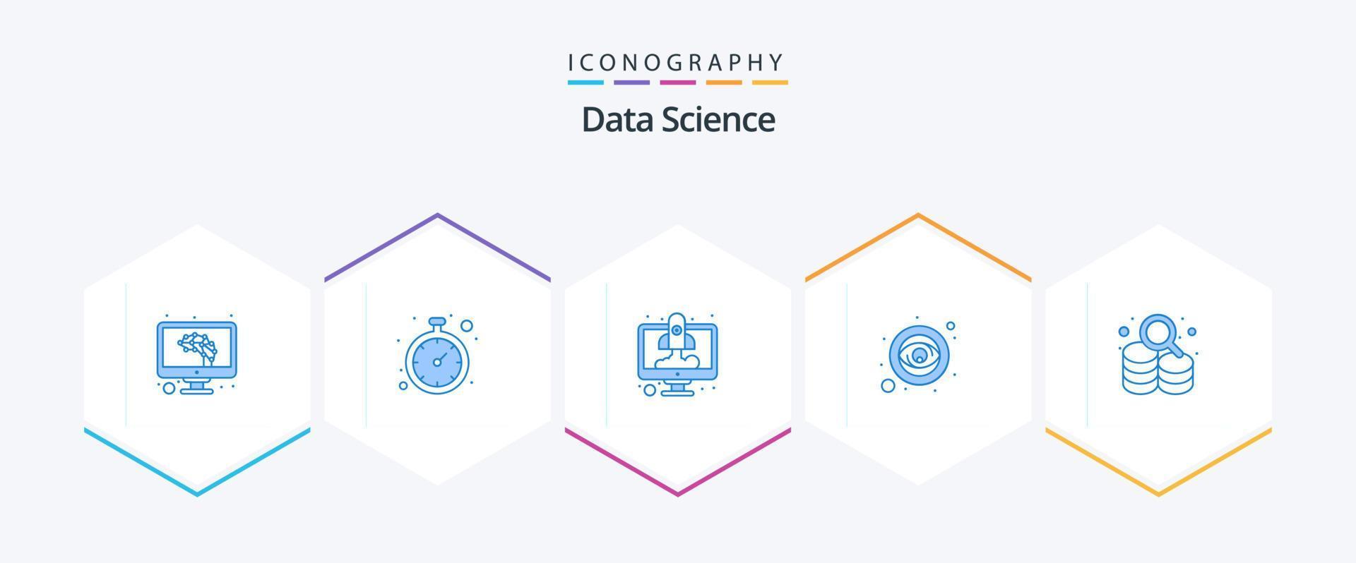 Data Science 25 Blue icon pack including data. view. computer. sight. start up vector