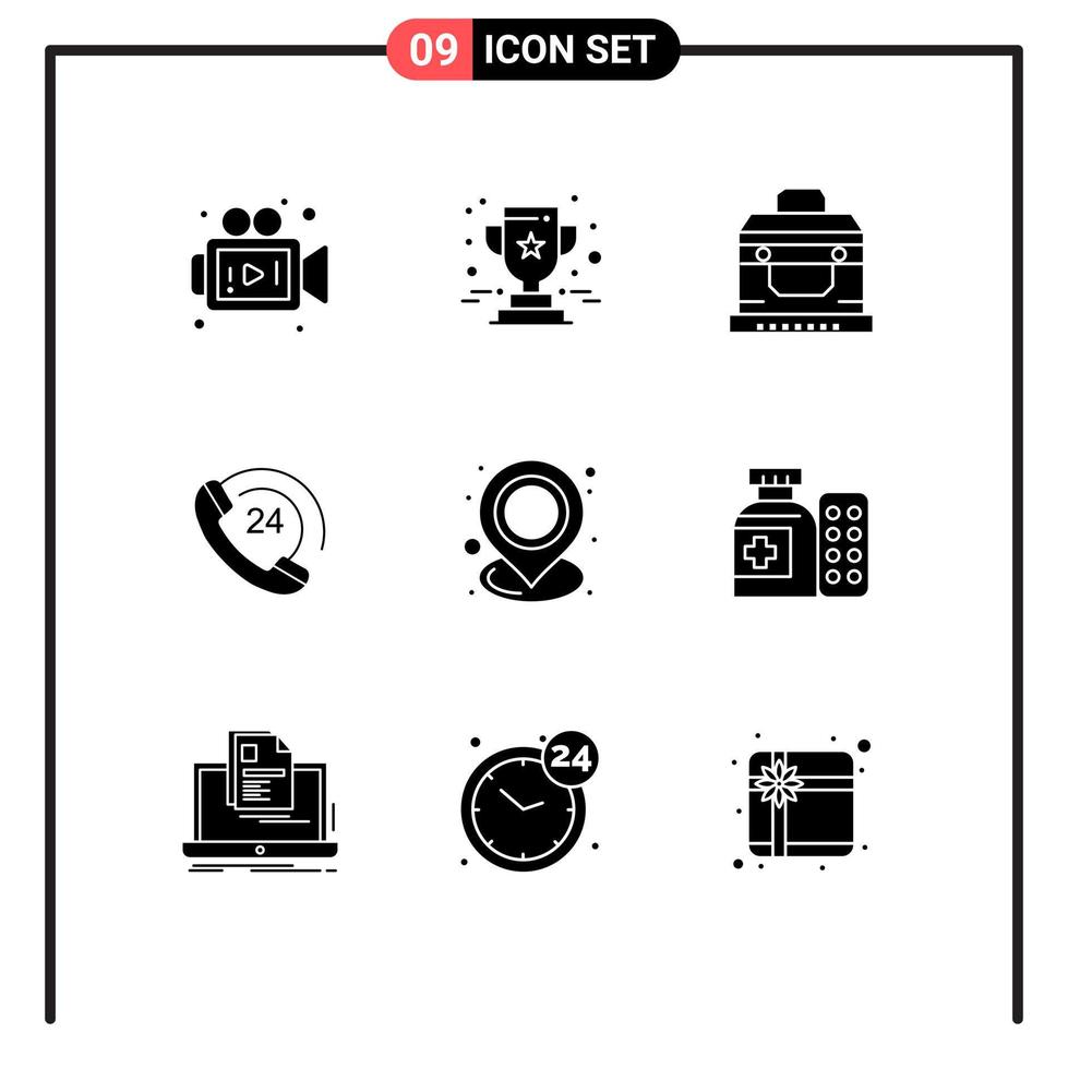 Stock Vector Icon Pack of 9 Line Signs and Symbols for map holder box support communication Editable Vector Design Elements