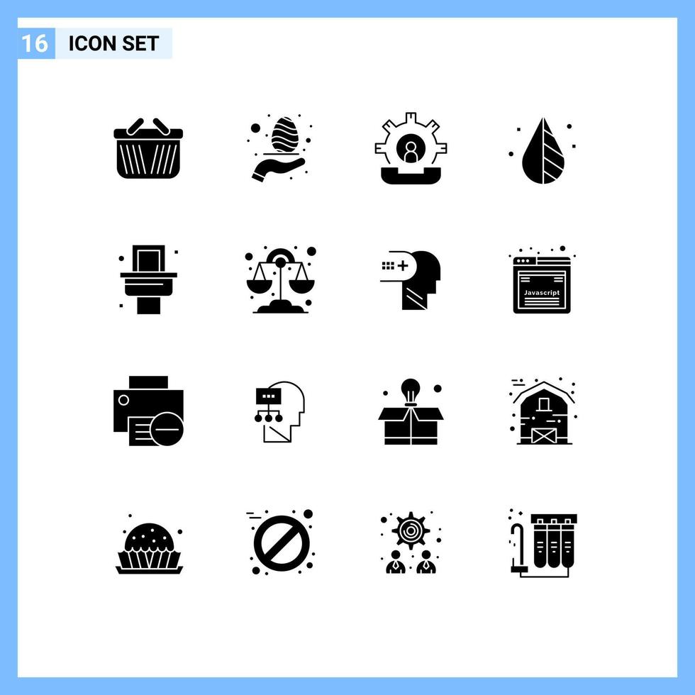 Pictogram Set of 16 Simple Solid Glyphs of toilet invert communication design process Editable Vector Design Elements