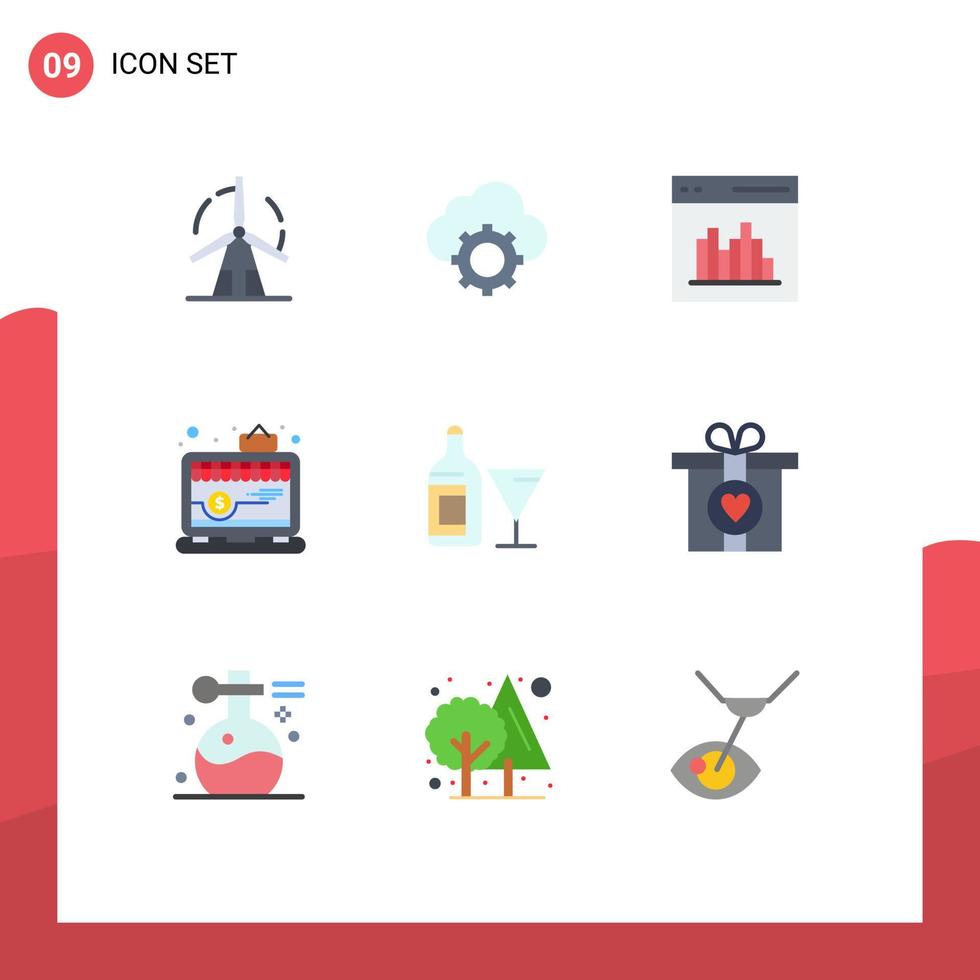 User Interface Pack of 9 Basic Flat Colors of shop app cloud user communication Editable Vector Design Elements
