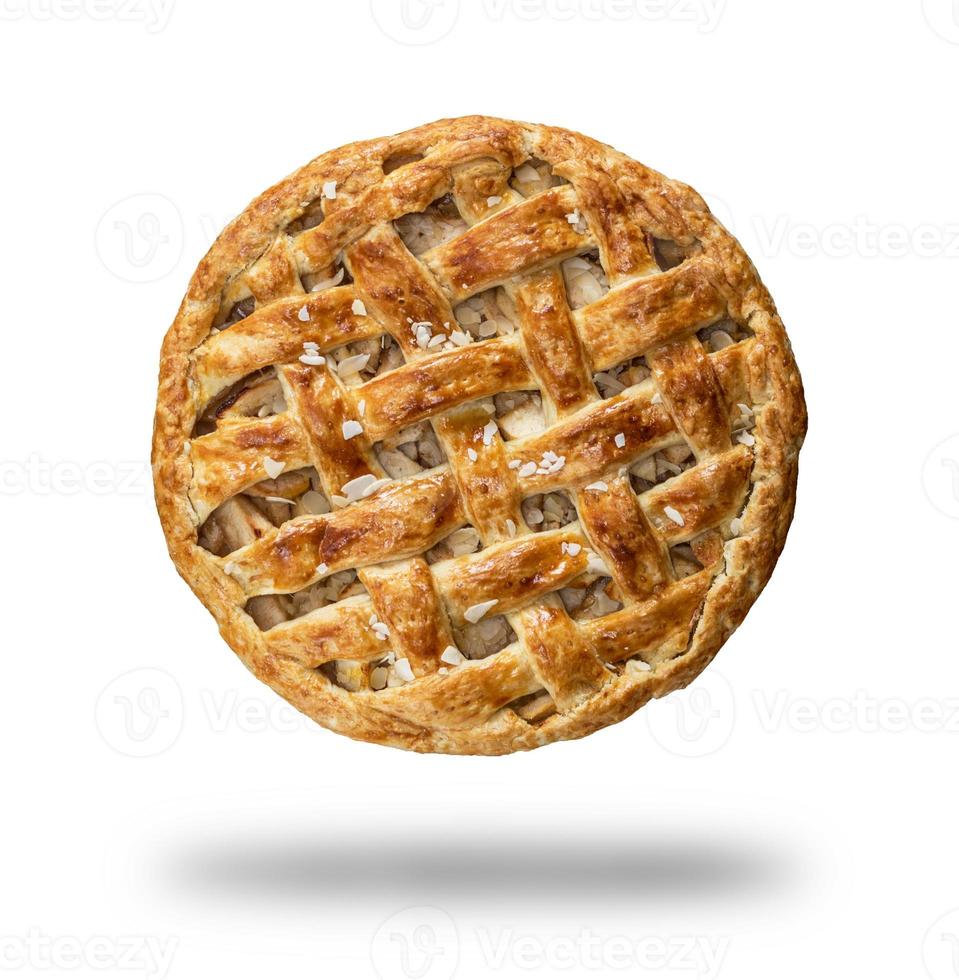 Baked whole round apple pie photo
