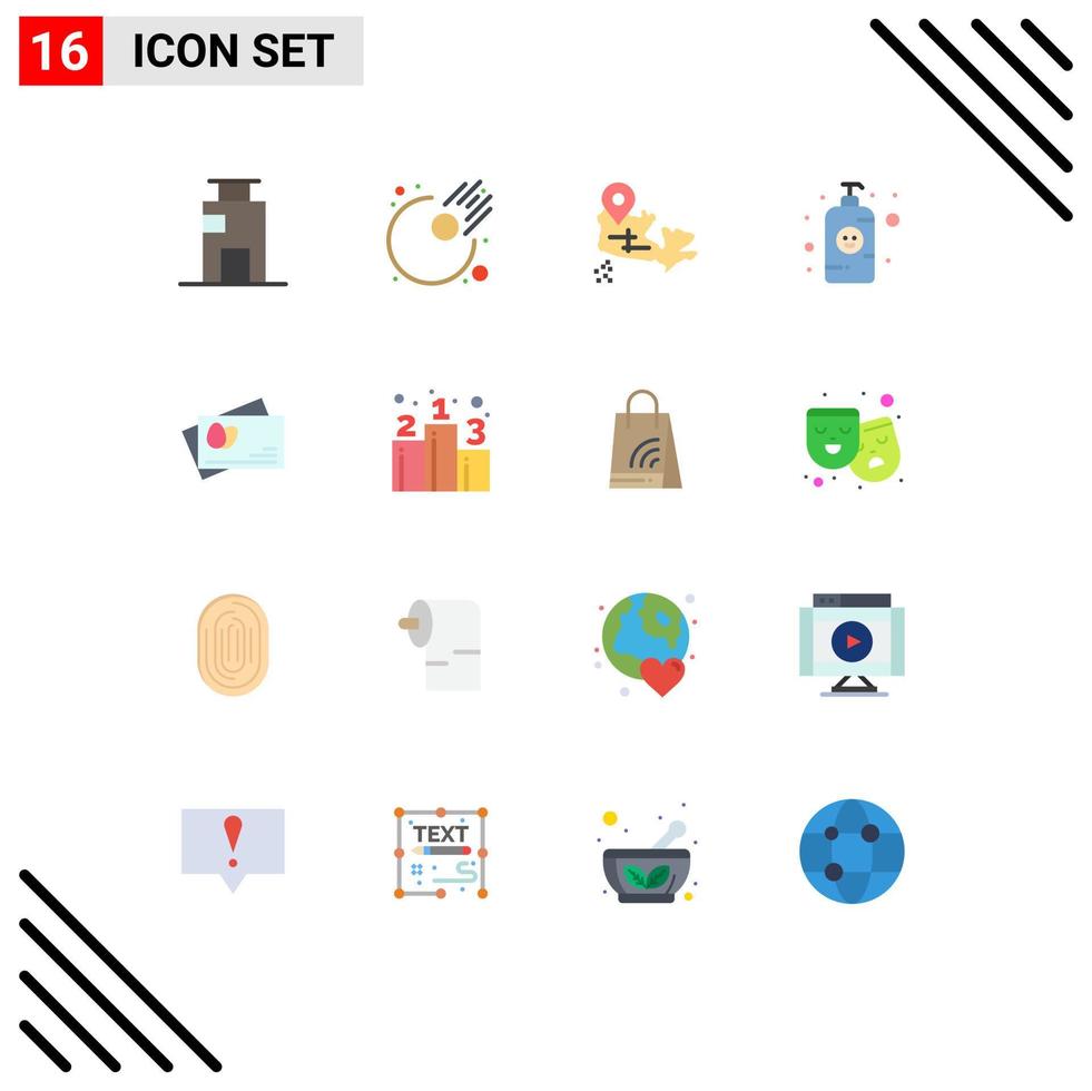 Modern Set of 16 Flat Colors and symbols such as easter passport canada lotion bottle baby shampoo Editable Pack of Creative Vector Design Elements