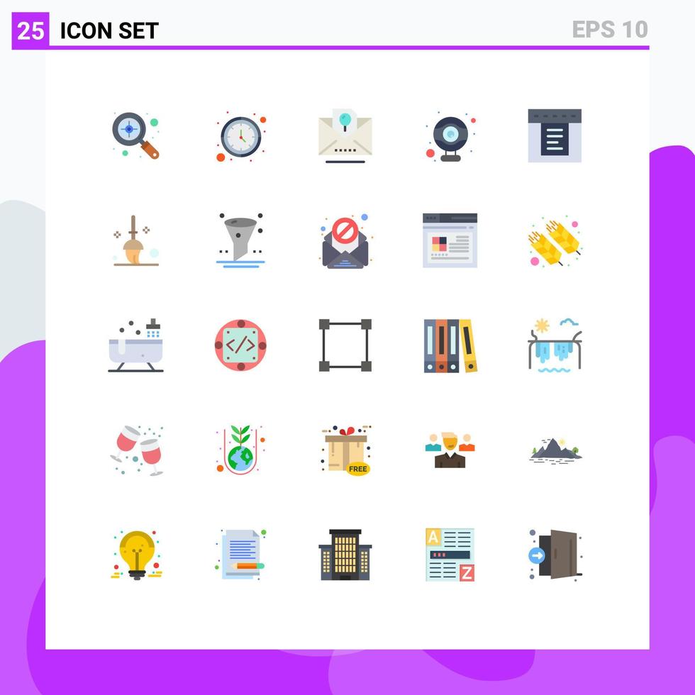 Modern Set of 25 Flat Colors and symbols such as web dropdown envelope webcam computer Editable Vector Design Elements