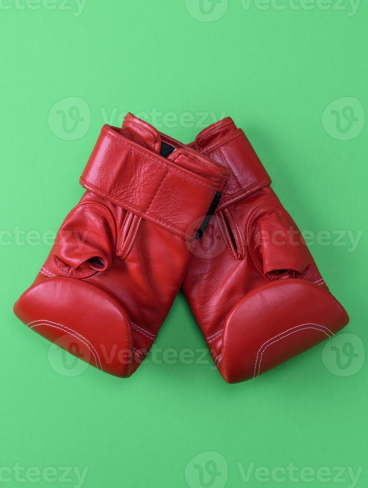 red sport leather boxing gloves photo