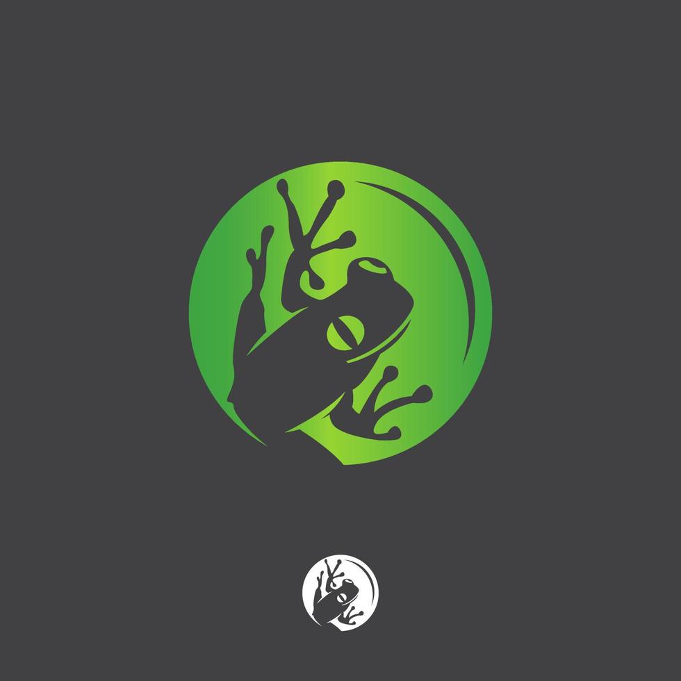 plantilla de diseño de logotipo de rana linda ilustración vectorial, inspiración de diseño de logotipo de arte de rana verde. vector