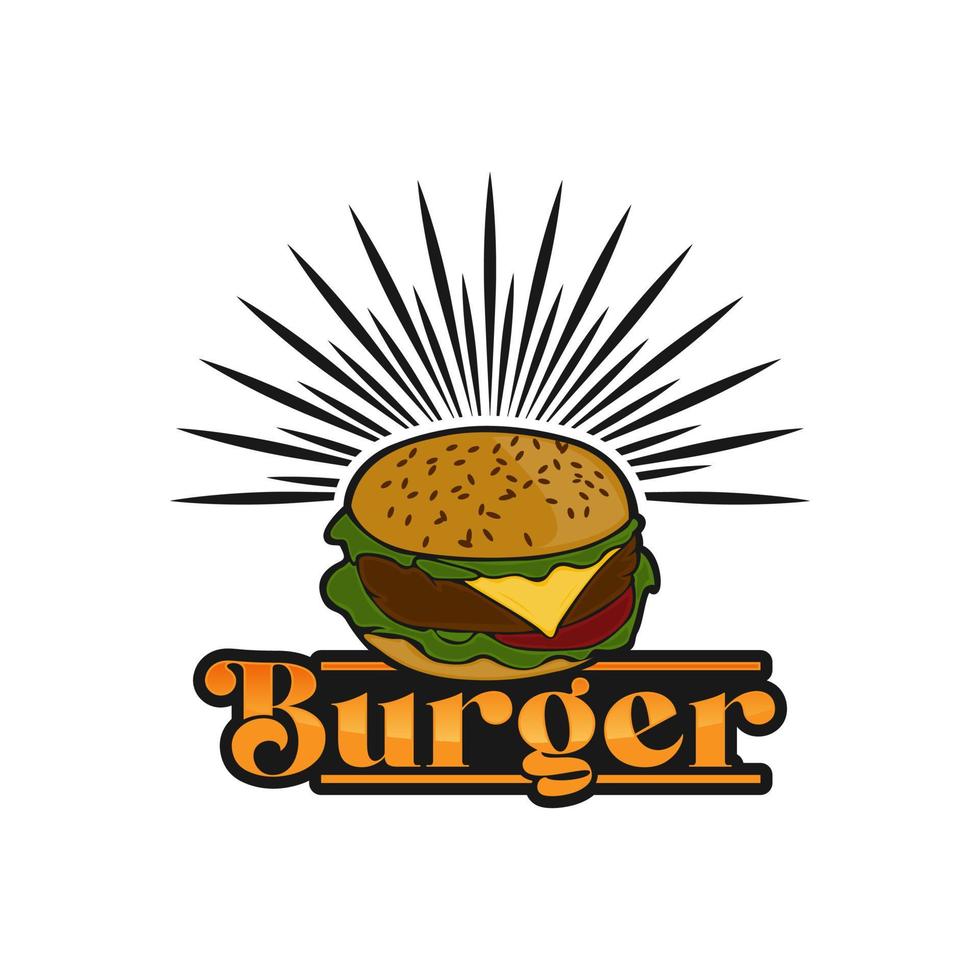 Vector vintage burger label. Hand drawn monochrome fast food illustration. Great for logo element, poster, icon, sticker or label.