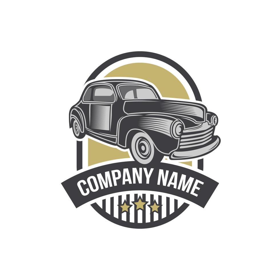 Classic vintage car vector design inspiration. Auto car logo design template. Classic vehicle symbol logotype. A classic car symbol silhouette. Vintage car simple line art logo.