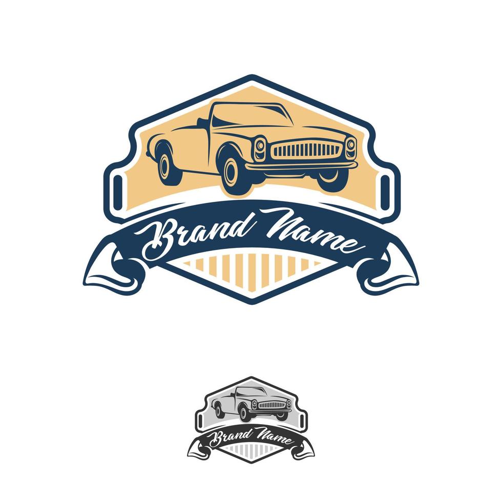 classic car emblems, badges and signs. Service car repair, restoration and car club design elements. Hot rod sign with flame. vector