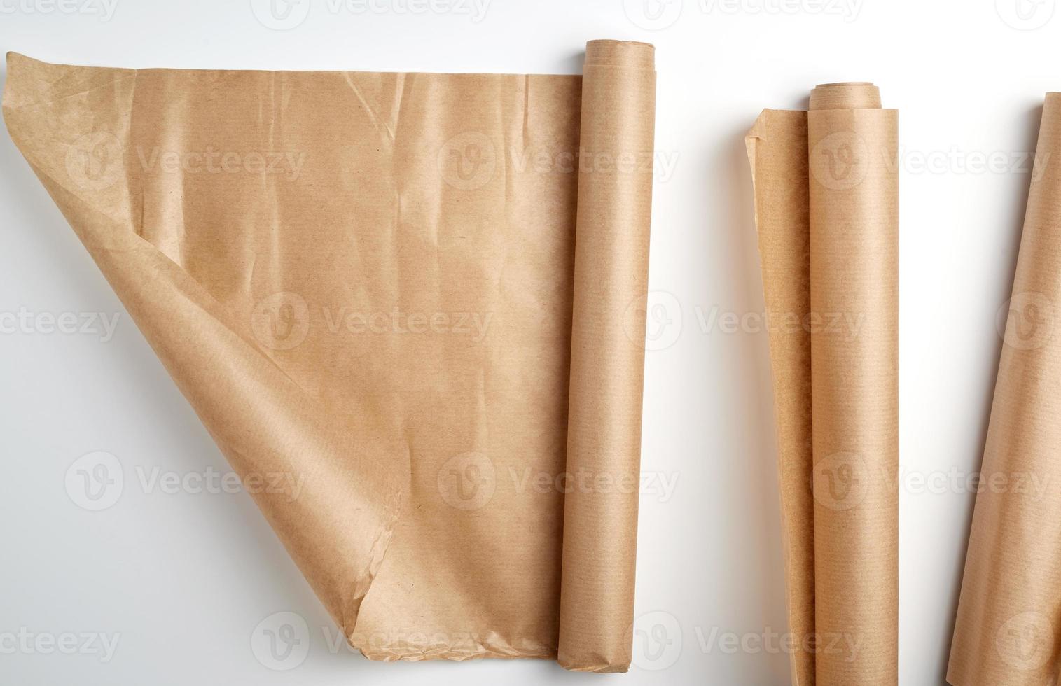 Rolled Brown Parchment Paper Roll For Baking Stock Photo