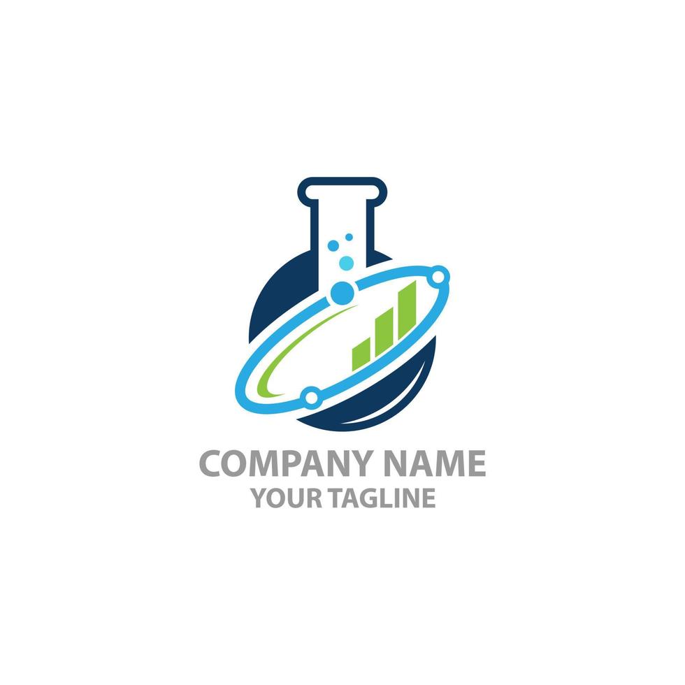 plantilla de diseño de logotipo de estadísticas de laboratorios comerciales o de mercado que combina botella de laboratorio y tendencia estadística vector