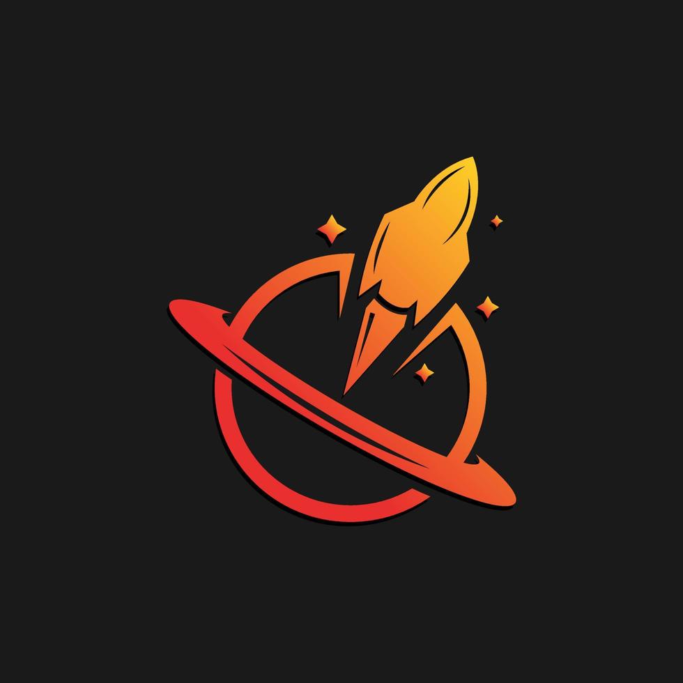 rocket logo design template. rocket logo design template. rocket around the planet vector illustration