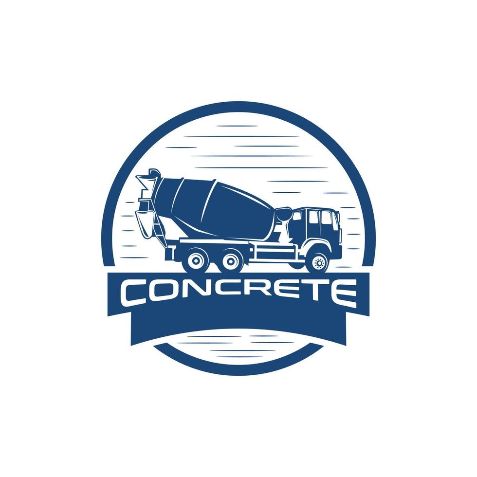camión hormigonera, vector de logotipo de ilustración de vehículo de construcción.