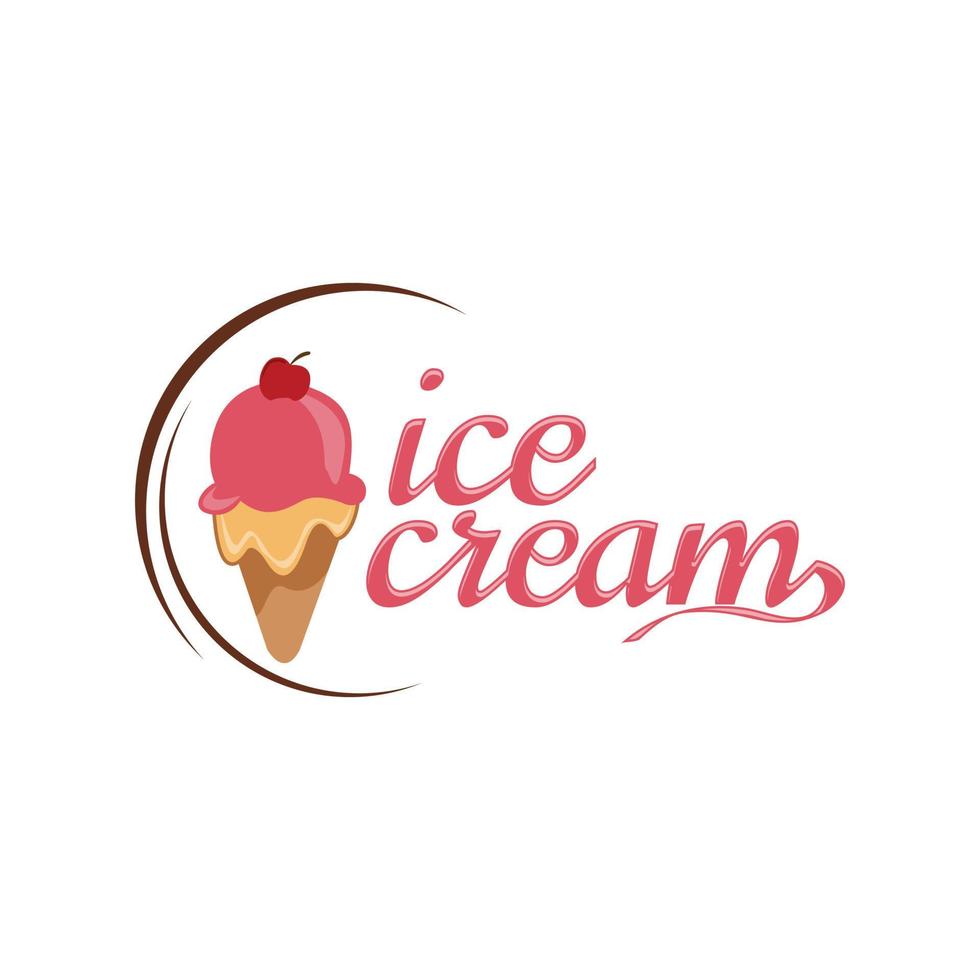 icono de línea vectorial de helado o logotipo - icono de línea delgada simple y fondo geométrico colorido - vector de stock