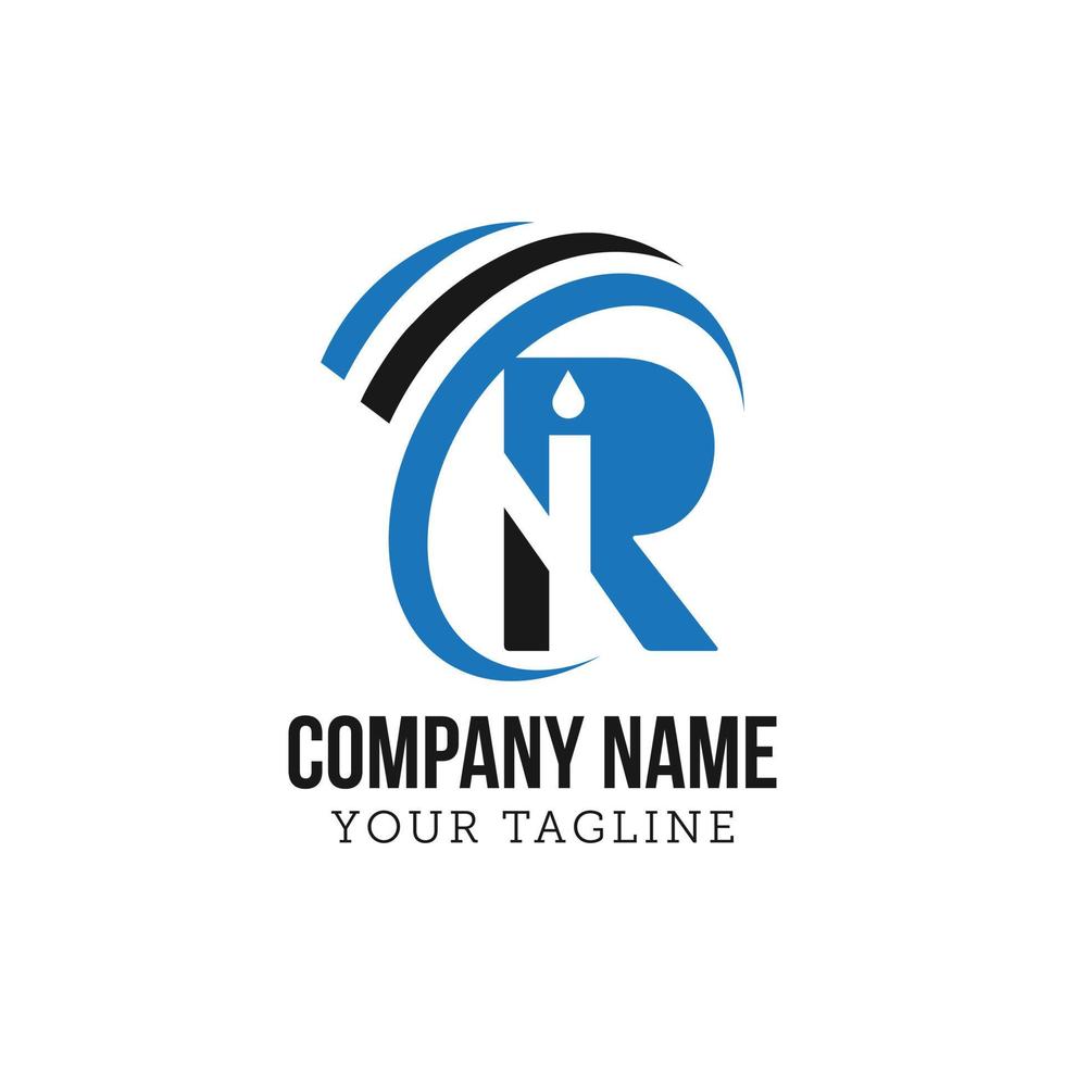 R letter logo in the blue circle. Vector design template elements for your application or company identity.