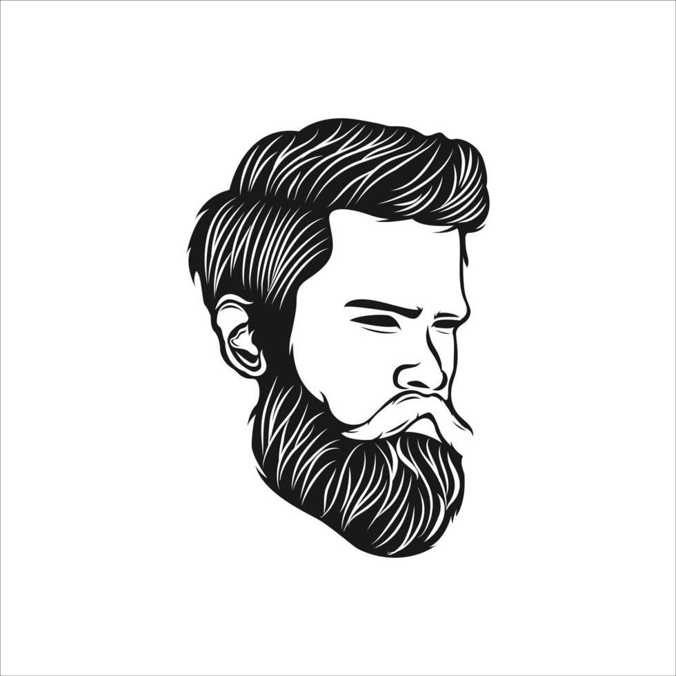 Hipster man logo design. Awesome hipster man logo. A man with circle  beard logotype. vector