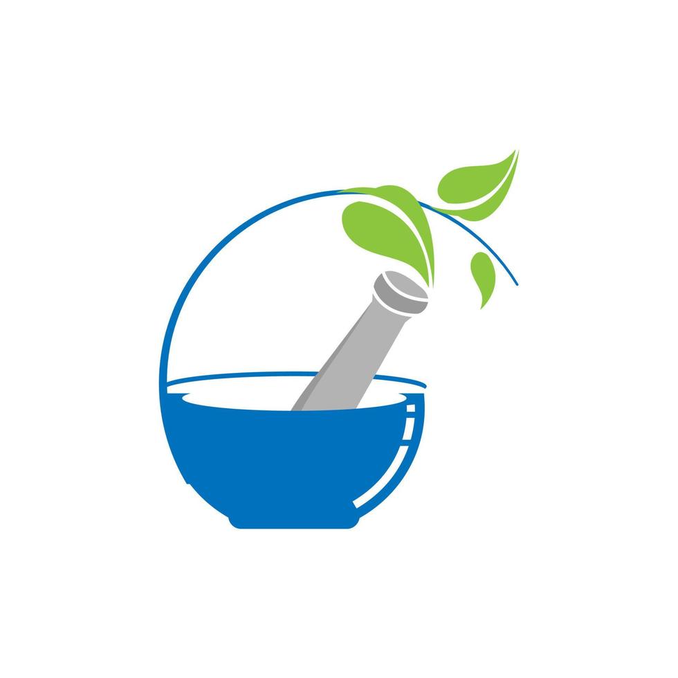Mortar and pestle vector design represents herbal medicine, pharmacy logo, signs and symbols.