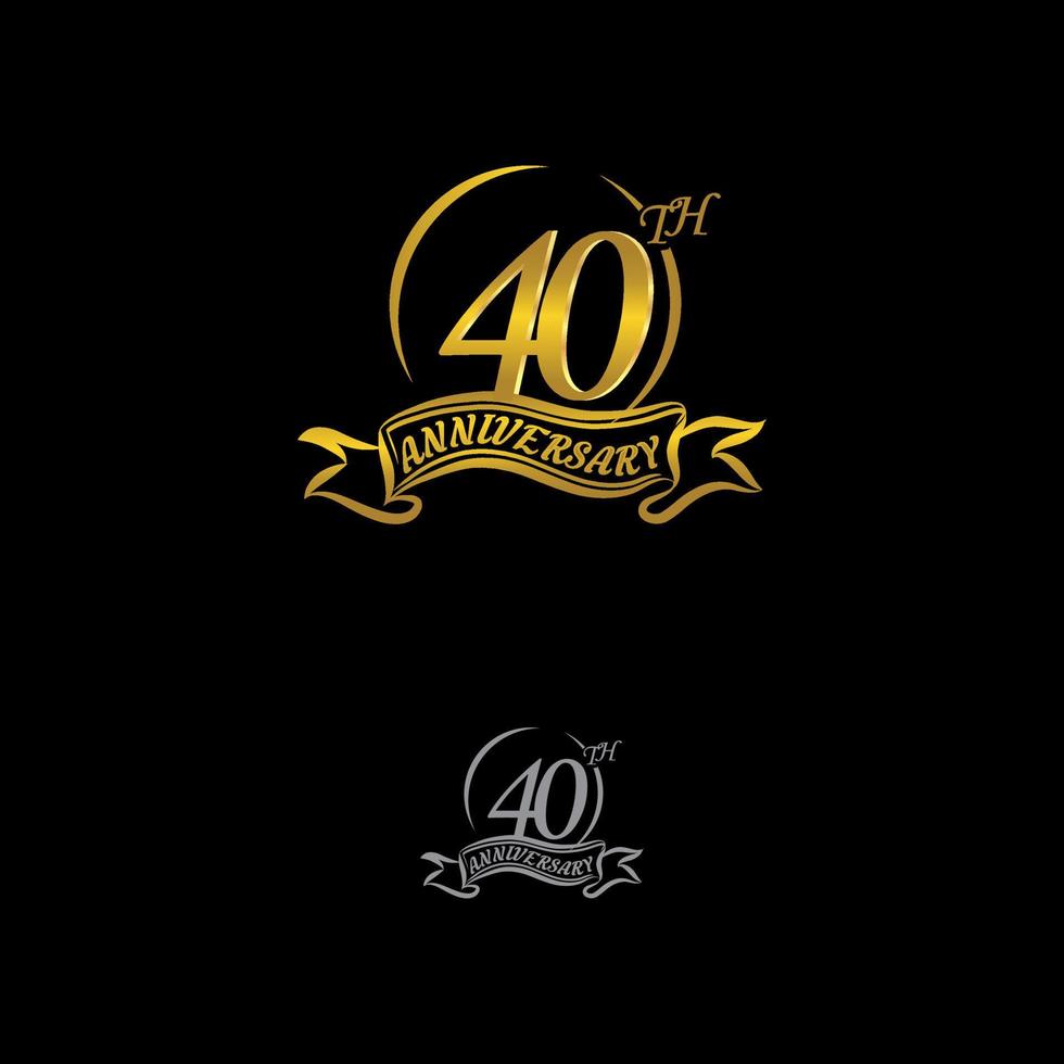 Anniversary vector unusual label. forty year symbol. Birthday abstract logo. 40th jubilee