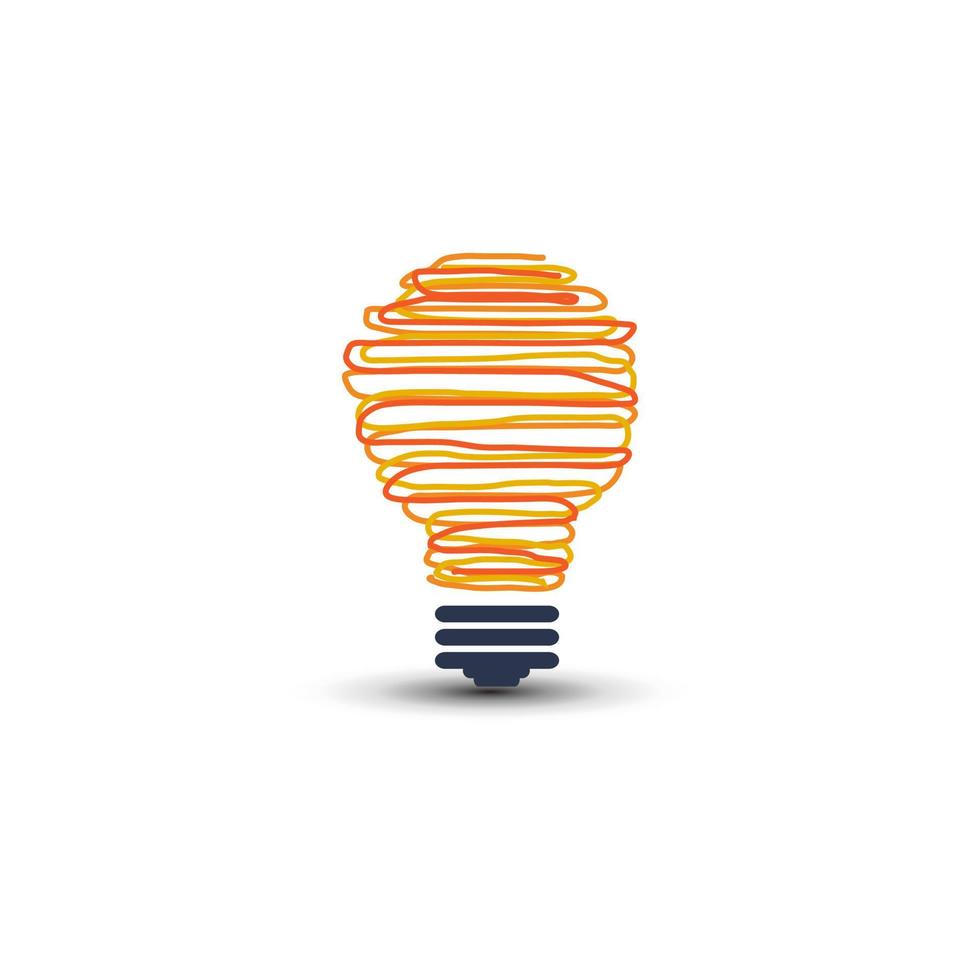 bombilla - dibujo creativo dibujar ilustración vectorial. signo del logotipo de la lámpara eléctrica. vector