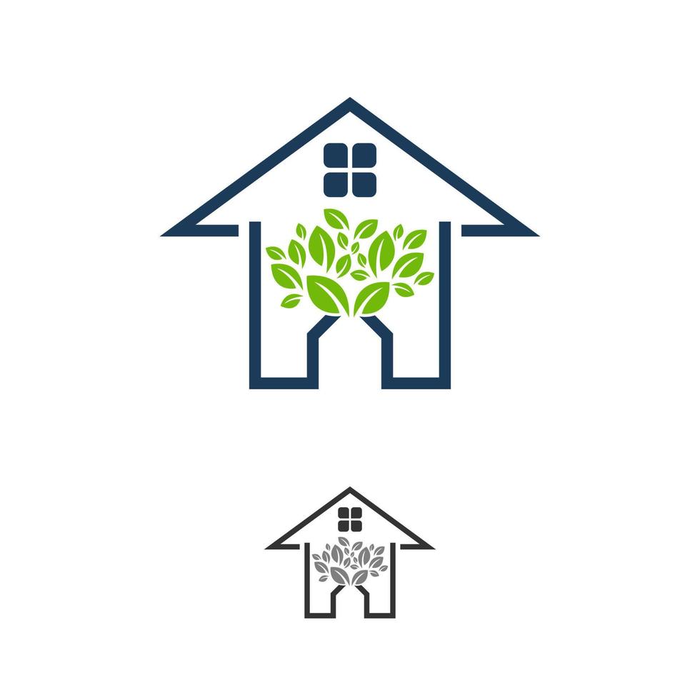 icono de la casa verde con hojas - vector de concepto ecológico. este gráfico también representa una residencia construida con tecnologías ecológicas, desarrollo sostenible, conservación de la naturaleza, etc.