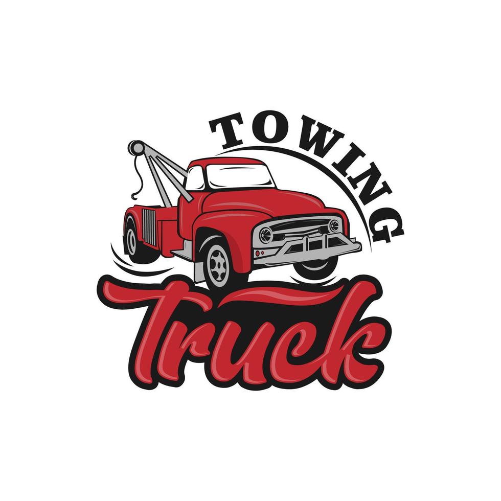 car tow truck emblems, labels and design elements,pickup truck logos, emblems and icons. Car service logotype design. Tow and wrecker truck. Pickup with snow plow. vector