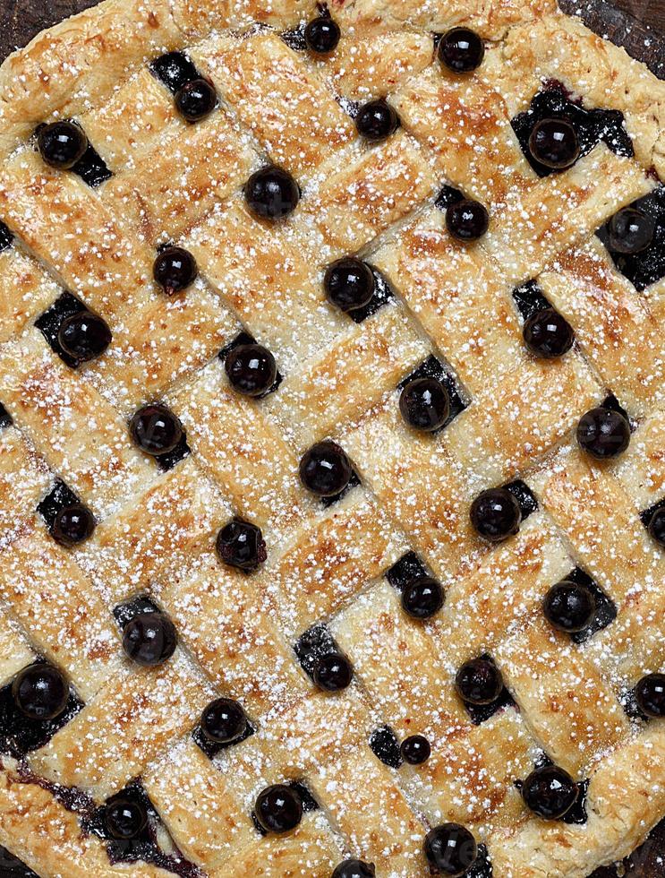 texture of baked black currant pie photo