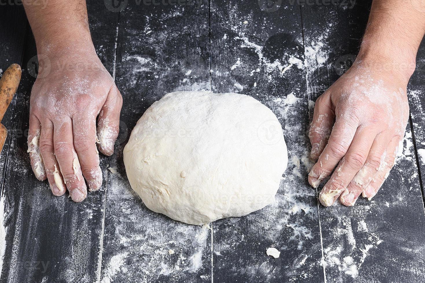 kneaded yeast dough made from white wheat flour photo