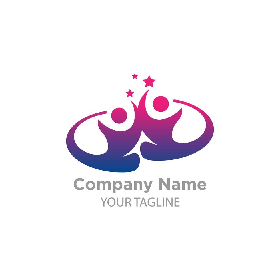 Abstract people logo design . Healthcare, fitness, family, help , teamwork, winner, support, creative icon with modern gradient man and woman color vector