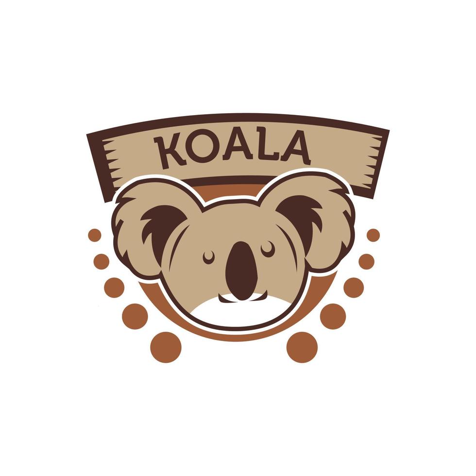 Logo template with cute koala. Vector logo design bear template for zoo, veterinary clinics. Cartoon animal logo illustration.