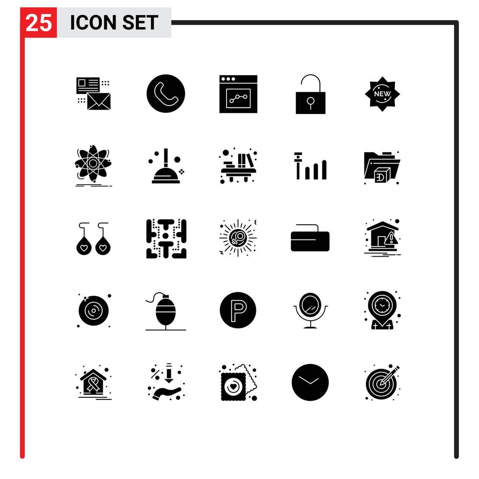 Modern Set of 25 Solid Glyphs and symbols such as product user interface phone unlocked user Editable Vector Design Elements
