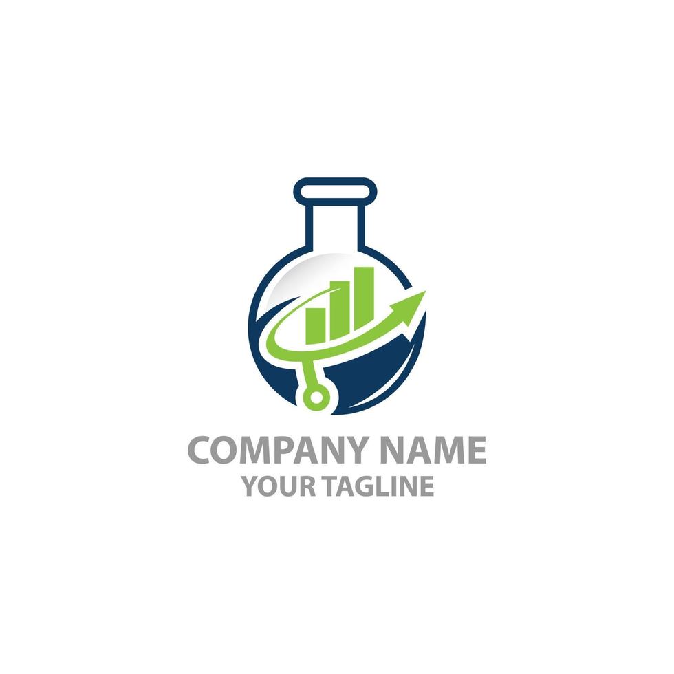 Business or market Labs Stats Logo Design Template combining lab bottle and statistic up trend vector