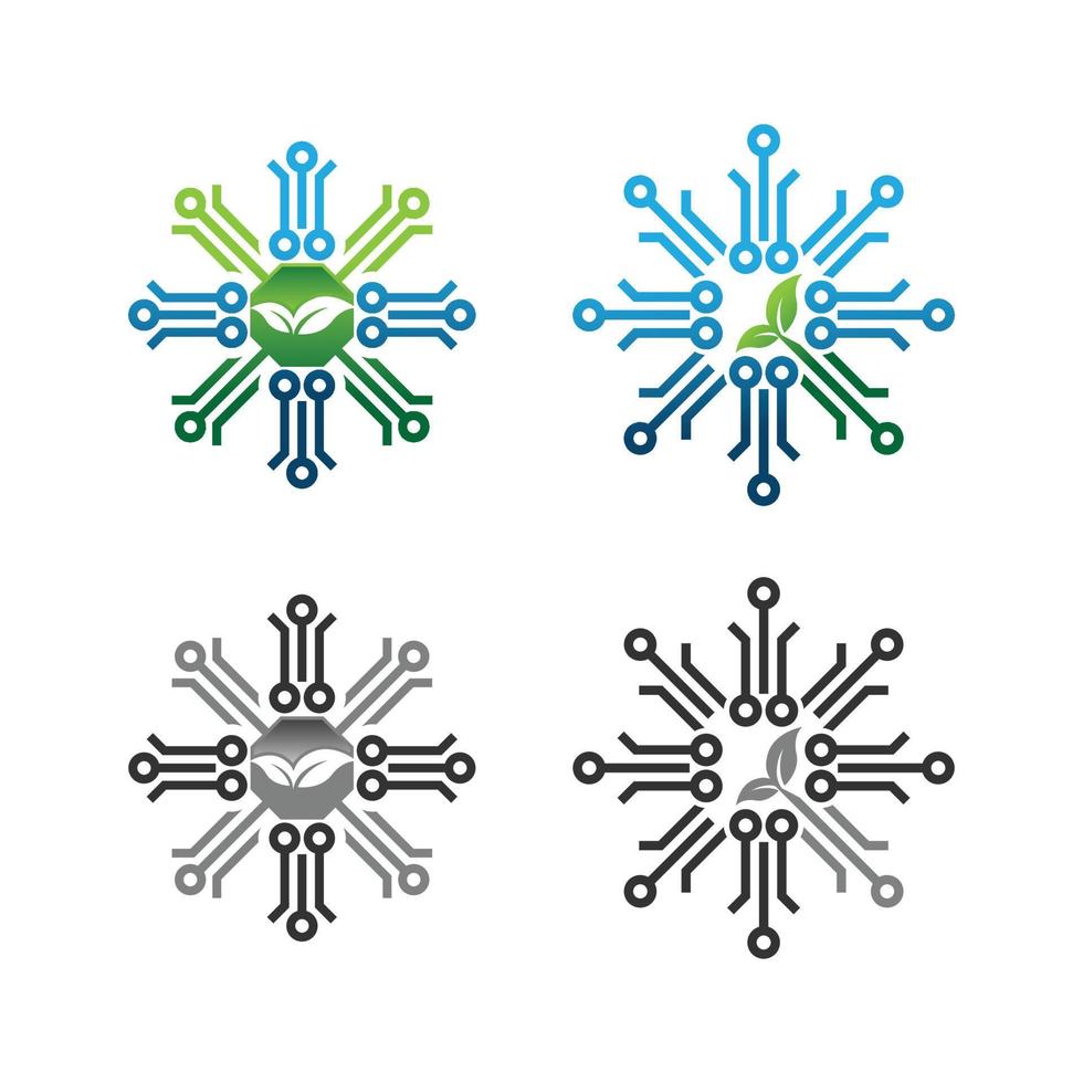 diseño de logotipo de biotecnología. Diseño vectorial de conexiones bioquímicas. matraz de laboratorio con logotipo de planta vector