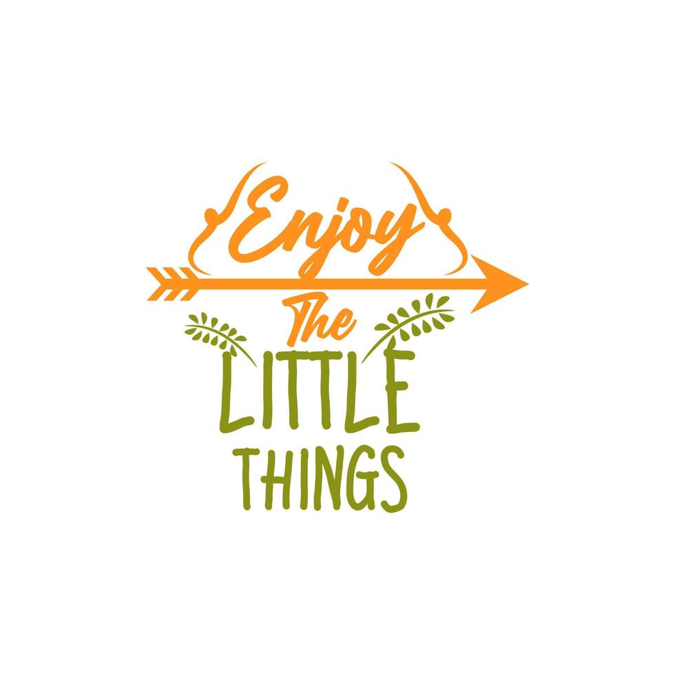enjoy the little things, black - vintage style calligraphy with text, lettering sticker, hand lettering vector