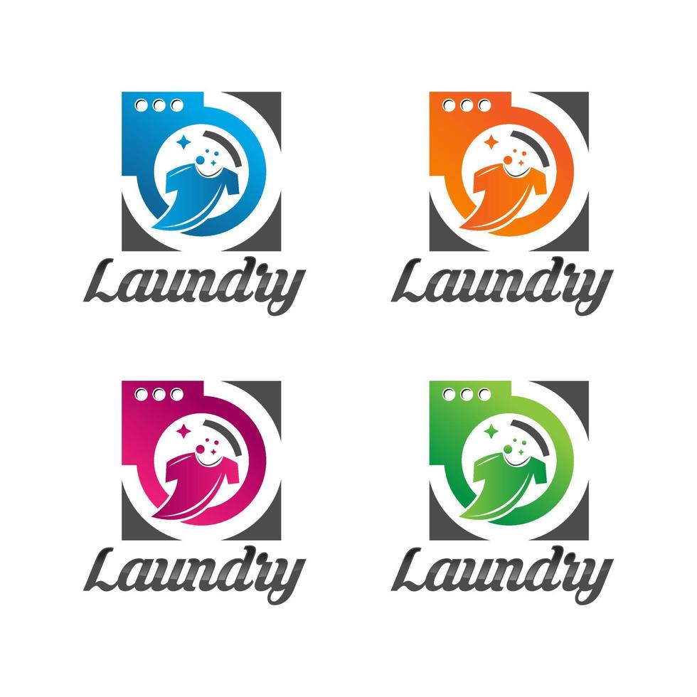 Laundry Logo in four color Template Design Vector, Cleaning Service Logo Concept, Emblem, Concept Design, Creative Symbol, Icon. vector