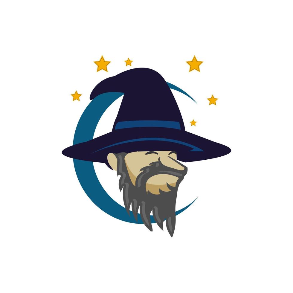 ilustración vectorial del logotipo de la mascota de la cara de la cabeza del mago, logotipo de la mascota de los esports del mago del mago para el equipo vector