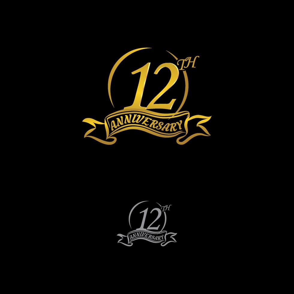 Anniversary vector unusual label. twelve year symbol. Birthday abstract logo. 12th jubilee