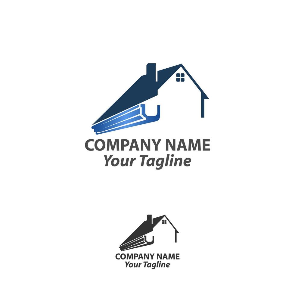 house roof gutter logo design. home pipe installation vector template illustration